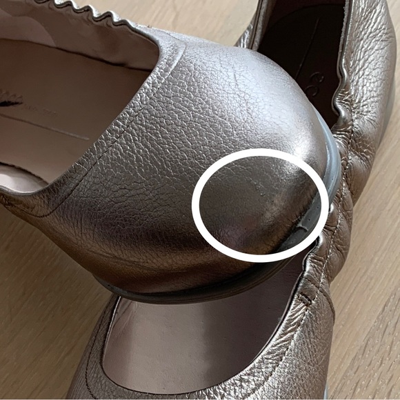 SIZE 10-10.5 ECCO INCISE ENCHANT BALLET BALLERINA FLAT GOLD WARM GREY - Picture 4 of 11